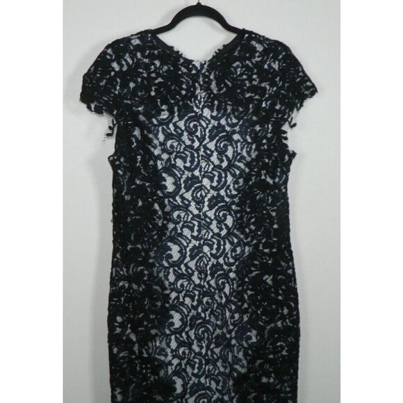 Tadashi Shoji Dress Size 16 Blue Black Lace Illusion‎ Mother of the Bride - Picture 7 of 13
